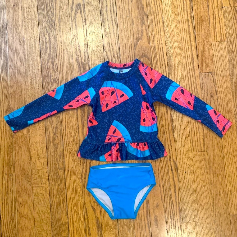 Kids Watermelon Print Swim Set - Blue. SOLD
